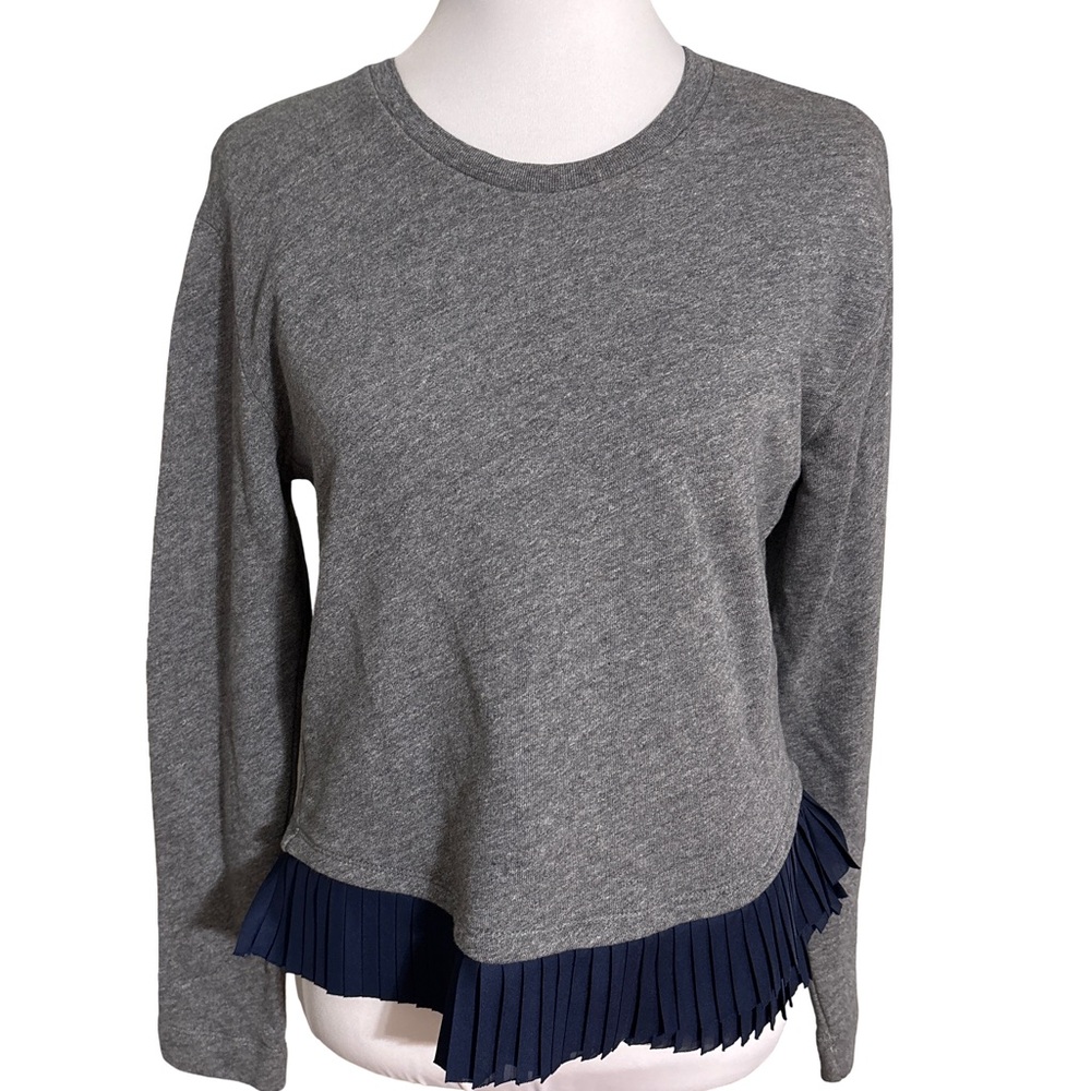 J Crew Gray Sweater Navy Pleated Hem